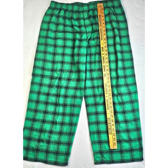 Vtg L.L. Bean Mens Plaid Flannel Pajama Set XL Green Check Cotton Sleepwear - Picture 10 of 12